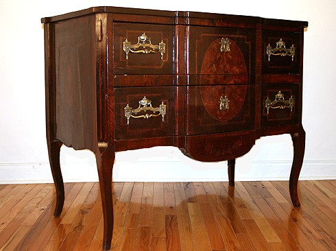 Rosewood and Inlaid 2-Drawer Commode