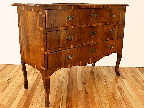 Walnut and Fruitwood Veneer 3-Drawer Commode