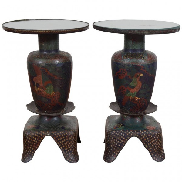 Pair of Cloisonné Plant Stands
