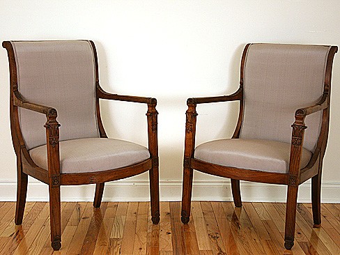 Pair of Fauteuils in Walnut