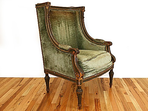 Carved Giltwood and Painted Bergere