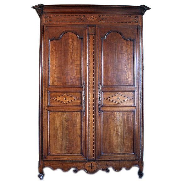 Walnut and Various Inlays 2-Door Armoire