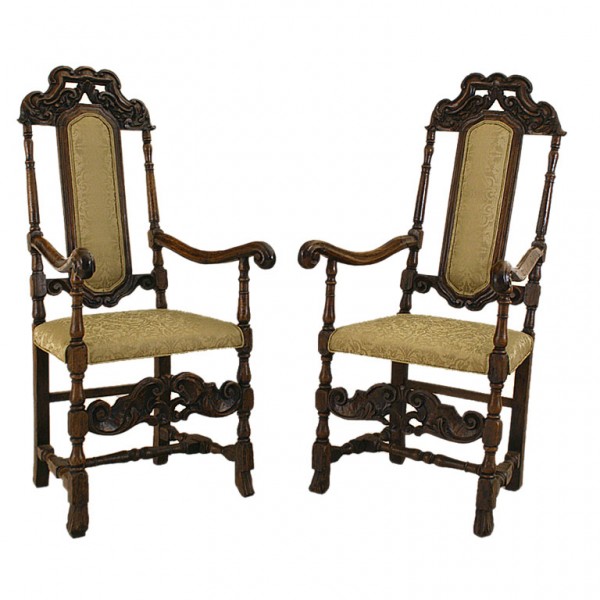 Pair of Walnut Armchairs