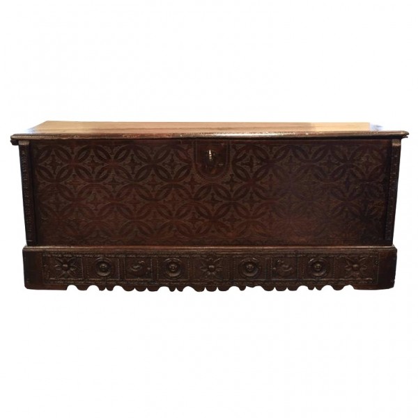 Carved Walnut Coffer