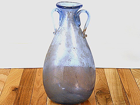 Blue Hand-Blown Glass Vase