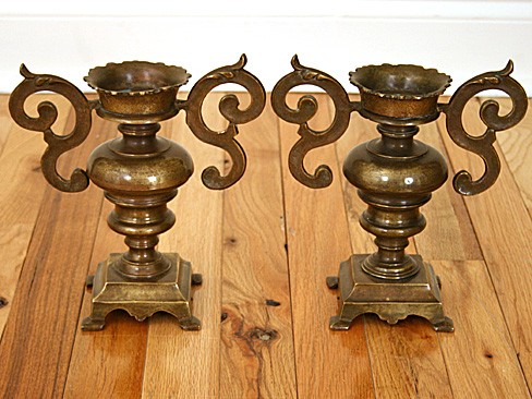 Pair of Bronze Urns