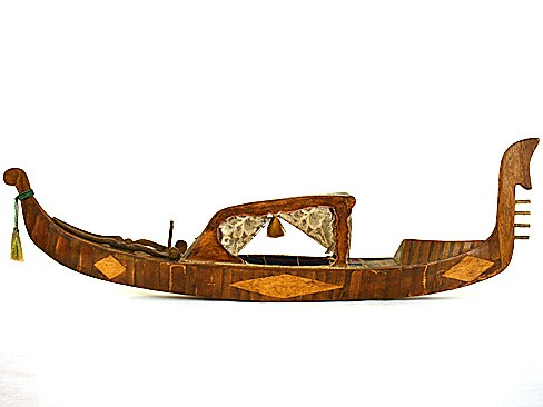 Miniature Gondola in Mixed Woods and Fabrics