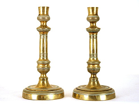 Pair of Cast Bronze Candlesticks