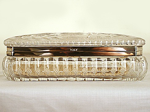 Cut Crystal Glove Box with Sterling Siver Rim