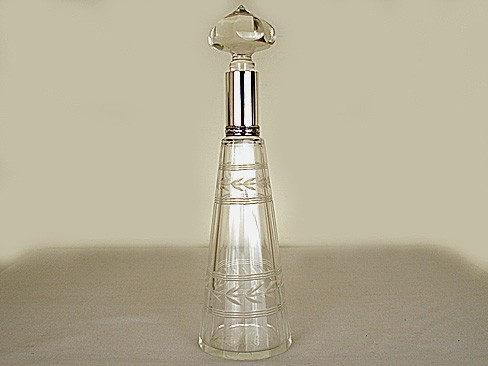 Cut Crystal and Sterling Silver Decanter