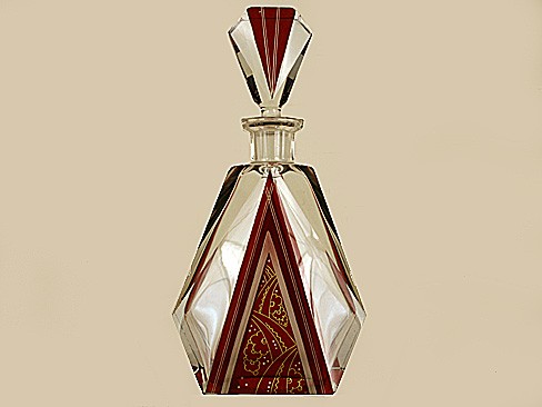 Red and Clear Glass Decanter