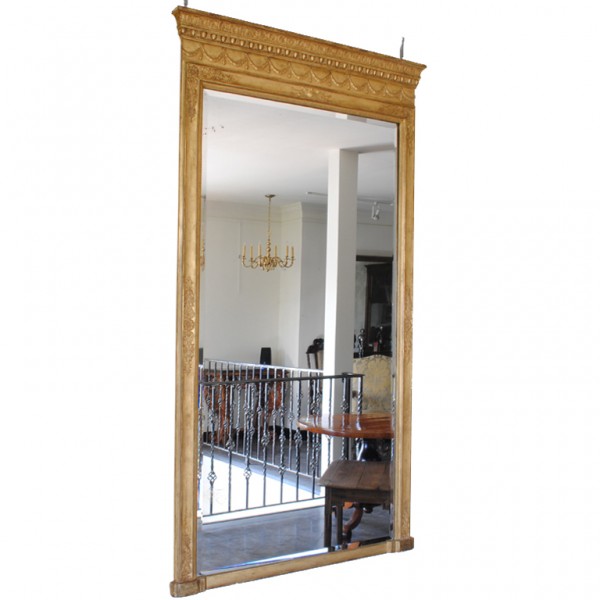 Tall Giltwood and Gesso Frame with Original Mirrorplate