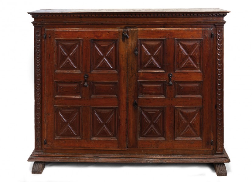 Carved Walnut 2-Door Credenza