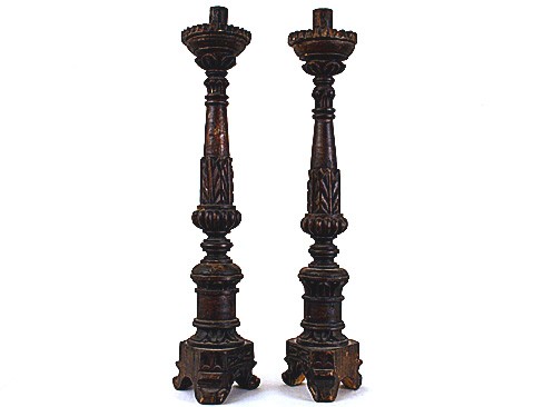 Pair of Small Carved Candlesticks