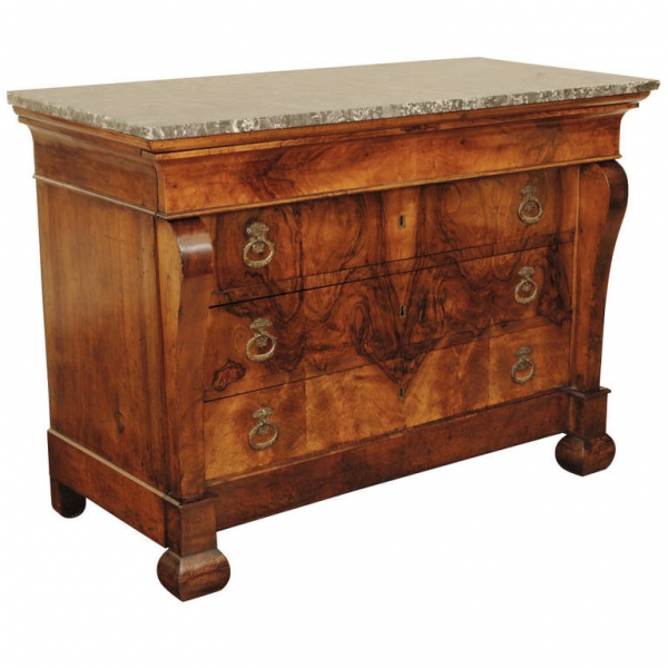 Walnut Commode with Marble Top