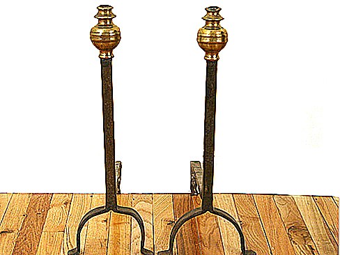 Pair of Iron and Bronze Andirons