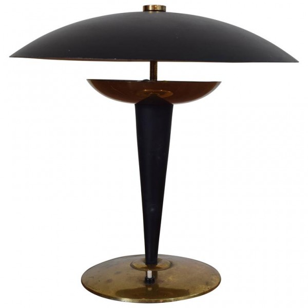 Brass and Painted Metal Table Lamp
