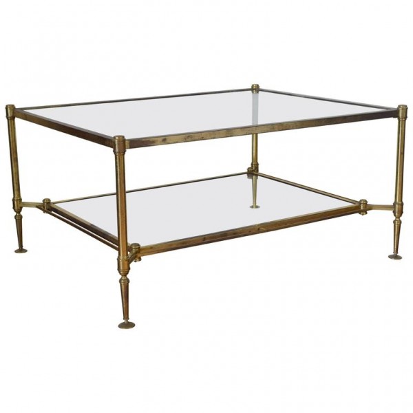 Brass and Glass 2-Tier Coffee Table