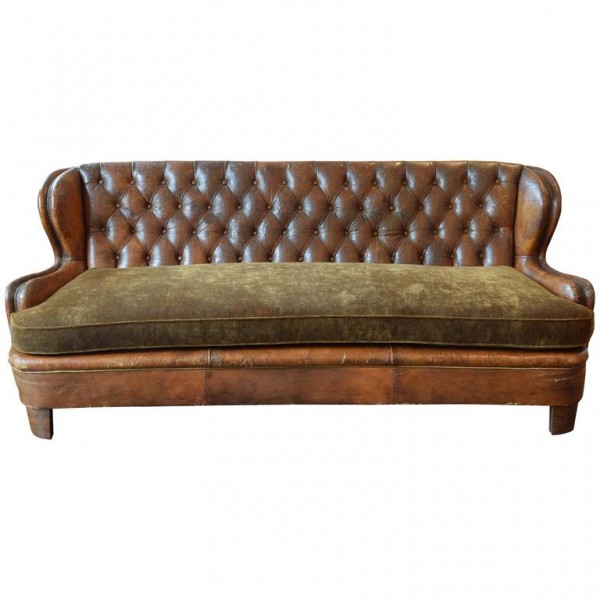 Tufted Leather Upholstered Sofa