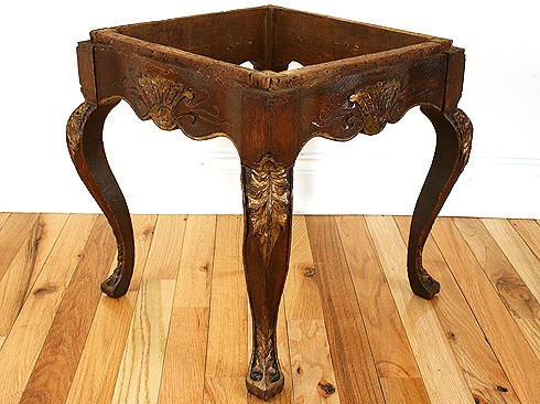 Walnut and Giltwood Bench