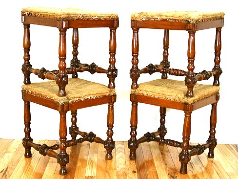 Set of Four Walnut Benches