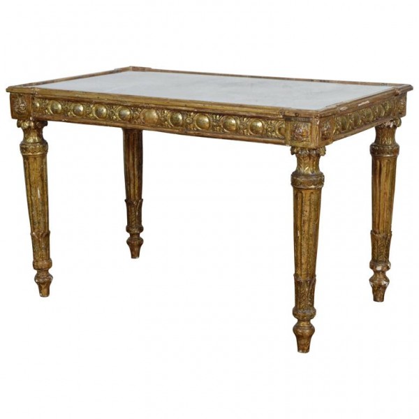 Giltwood Coffee Table with Mirrored Top