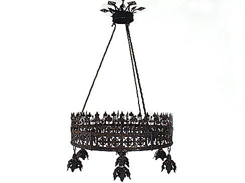 Wrought Iron Chandelier with Hanging Downlights