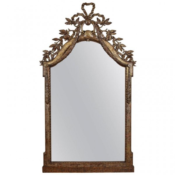 Exceptional Carved and Silvered Wooden Mirror