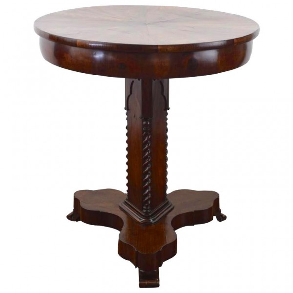 Carved Mahogany and Inlaid Center Table