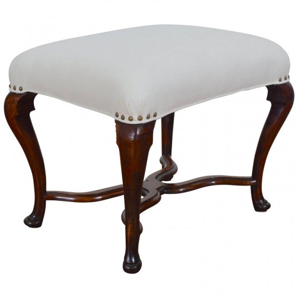 Walnut and Upholstered Bench