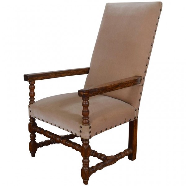 Walnut and Upholstered Fauteuil