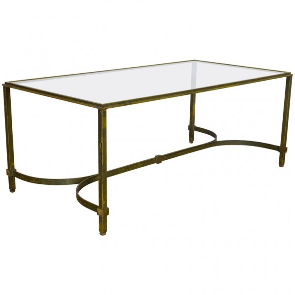 Painted Iron and Glass-Top Coffee Table