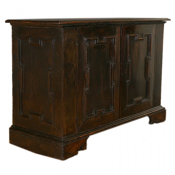 Walnut 2-Door Credenza with Applied Moulding