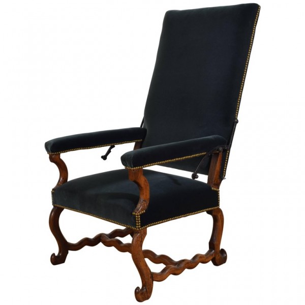 Walnut and Upholstered Ratchet Fauteuil