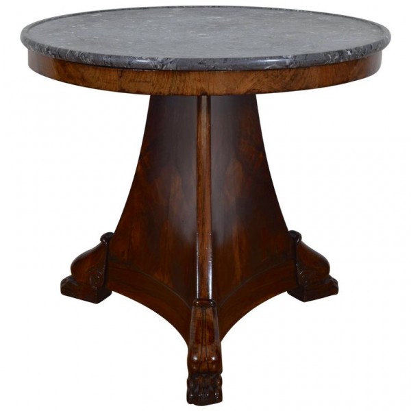 Walnut and Marble-Top Center Table