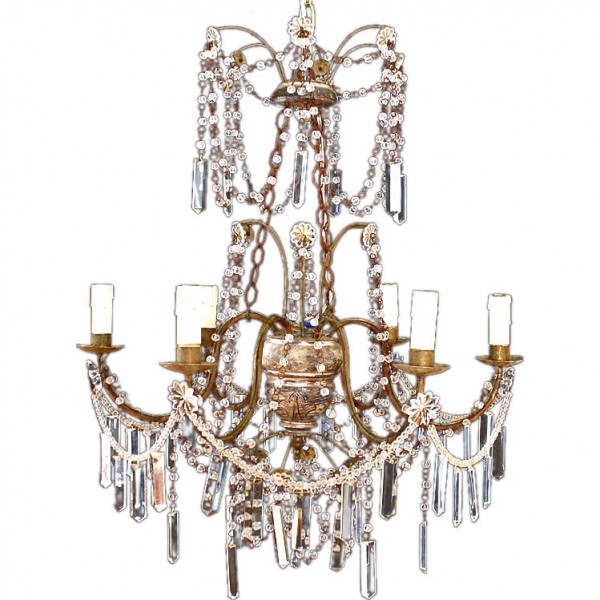 Silver Gilt and Iron 6-Light Chandelier