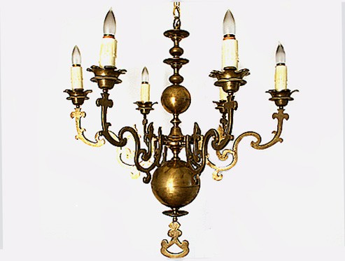 Bronze 6-Arm Chandelier