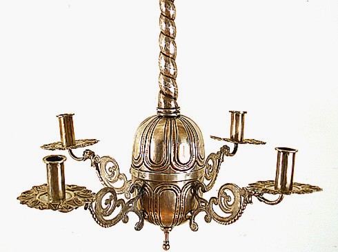 Pair of Silvered Brass Chandeliers