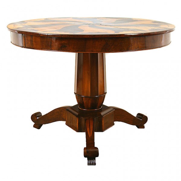 Lombardy Walnut and Fruitwood, and Inlaid 2-Drawer "Spiral" Center Table 
