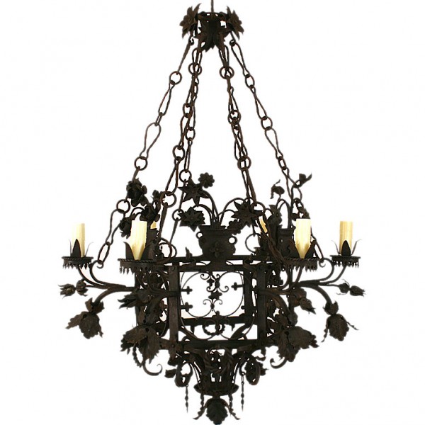 Large Wrought Iron and Tole Hexago