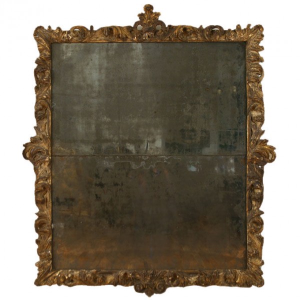 Carved and Giltwood 2-Piece Mercury Glass Mirror