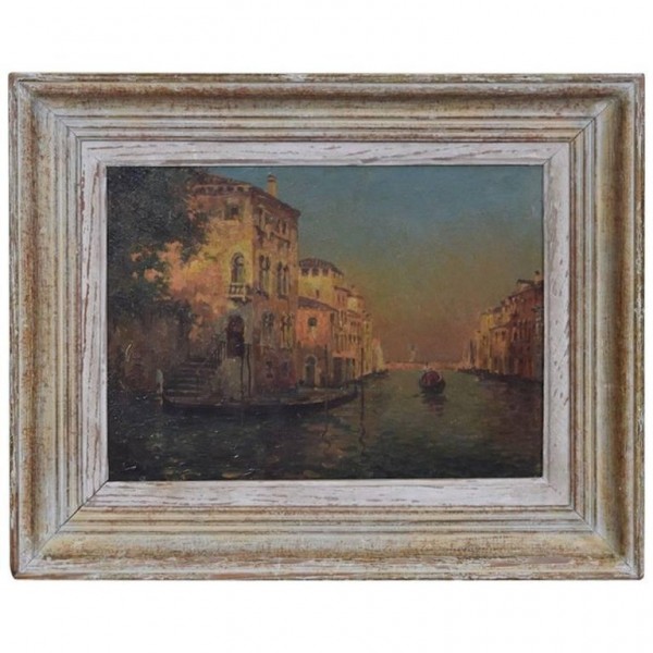 Oil on Panel, Signed H. Henri, Venetian Canal Scene