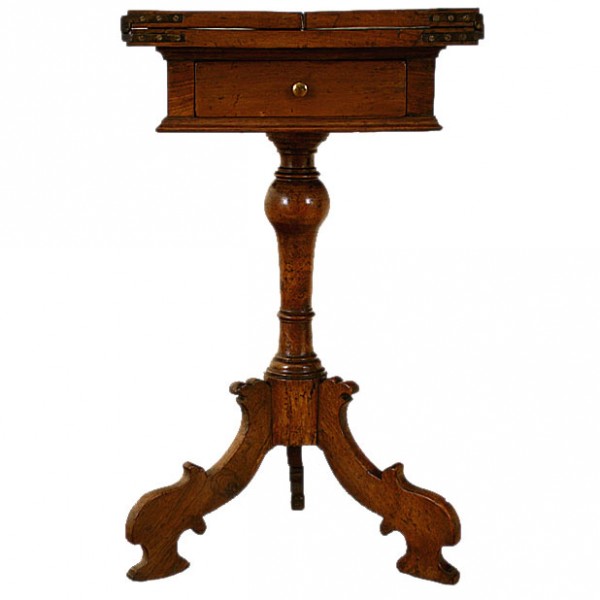 Walnut and Raddica Walnut Veneer Folding 1-Drawer Table