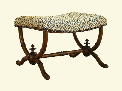 Faux Bamboo Walnut Bench