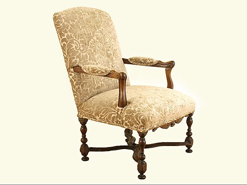 Walnut Carved and Upholstered Fauteuil 