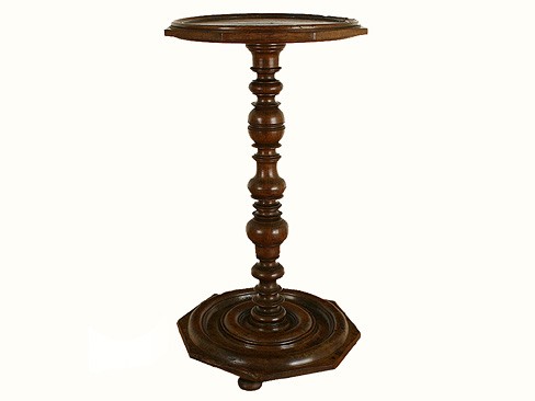 Walnut Turned and Carved Pedestal Table or Candlestand