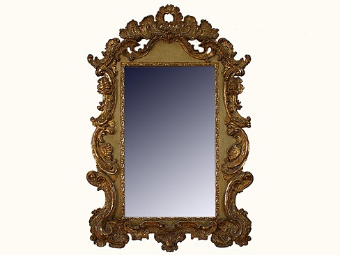 Carved Giltwood, Gesso, and Painted Mirror