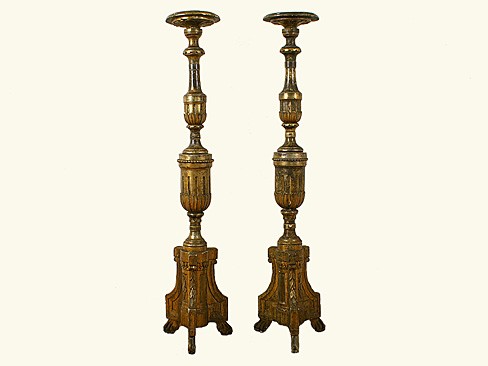 Pair of Tall Carved Wood Mecca Torcheres