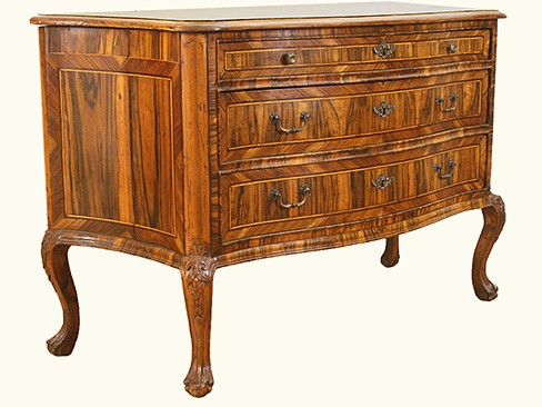 3-Drawer Rosewood Serpentine Front Commode