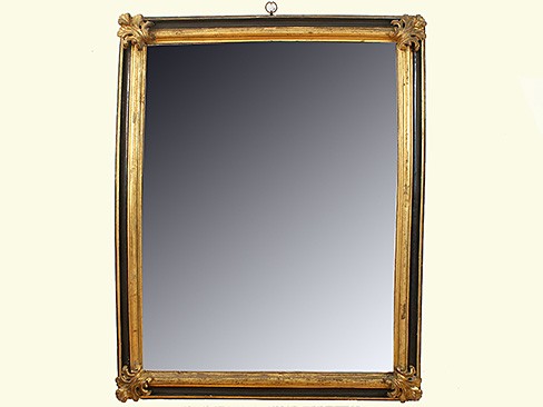 Carved Giltwood and Ebonized Mirror